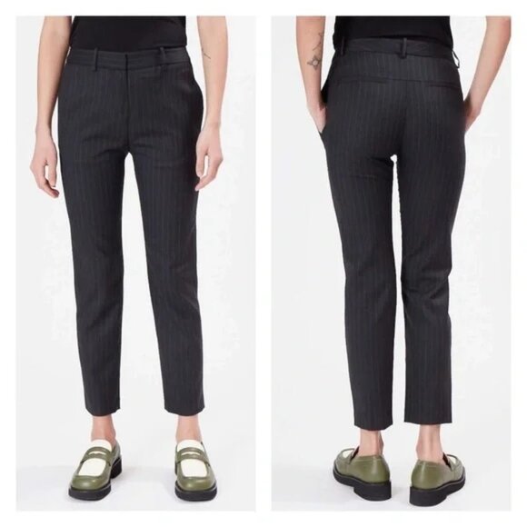NWT Nili Lotan Tel Aviv Tapered Wool Pants Trousers Charcoal Pinstripe Size 0 - Picture 9 of 9